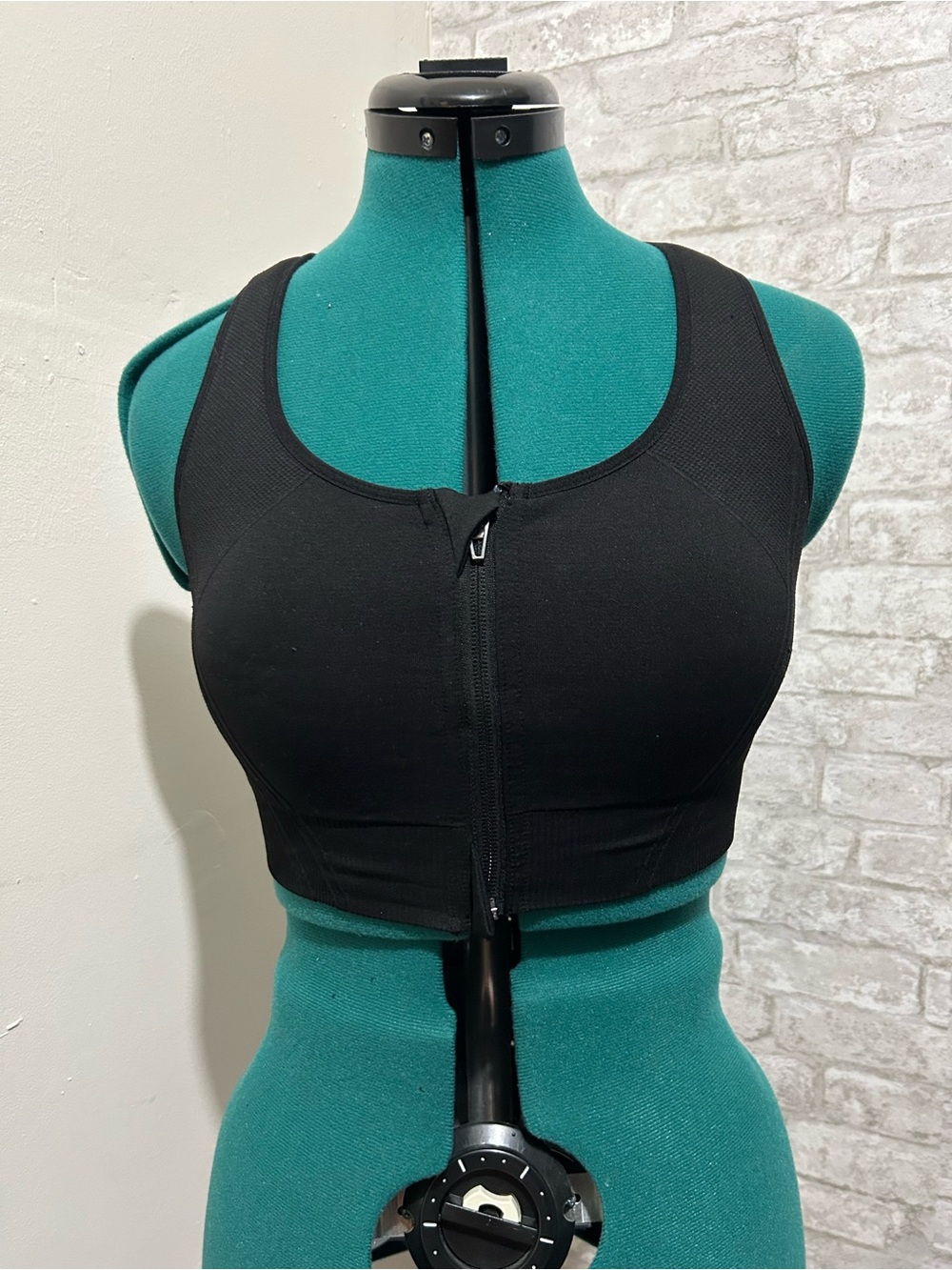 Avia Black Racerback Sports Bra with Front Zip
